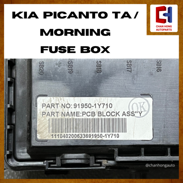 Kia Picanto TA / Morning Fuse Box [91950-1Y710][Original from South Korea][Used] - Image 4