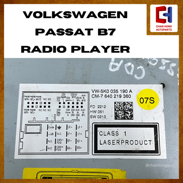 Volkswagen Passat B7 Radio Player [5K0035190A][Original from Portugal][Used] - Image 3